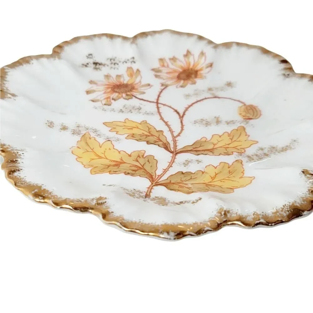 Vtg Marx & Gutherz Carlsbad Austria Fluted Edges HandPainted Floral Trinket Dish